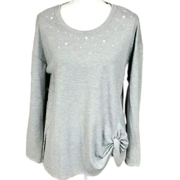 NY Collection, Gray blouse with pearl details, NWT - Picture 1 of 7